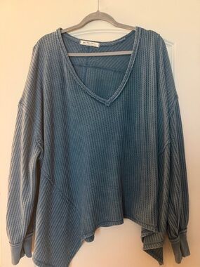Free People V-Neck Waffle Knit Sweater -